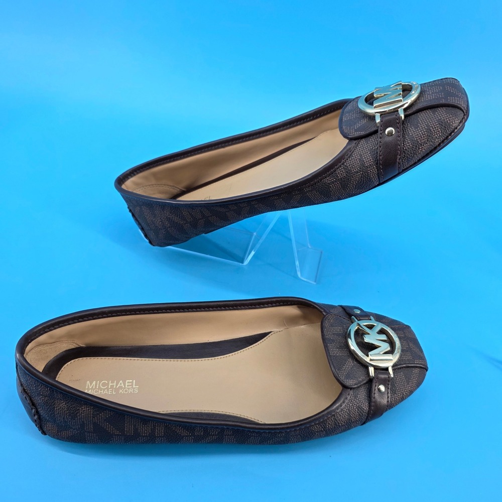 Michael Michael Kors Fulton Moc Brown Signature Logo Flats 9.5M ME18L